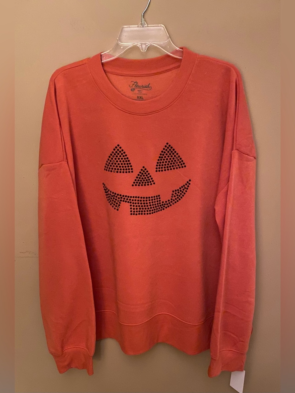 Fleurish Women’s Lightweight Sweatshirt with Jack-O’-Lantern Studded Design